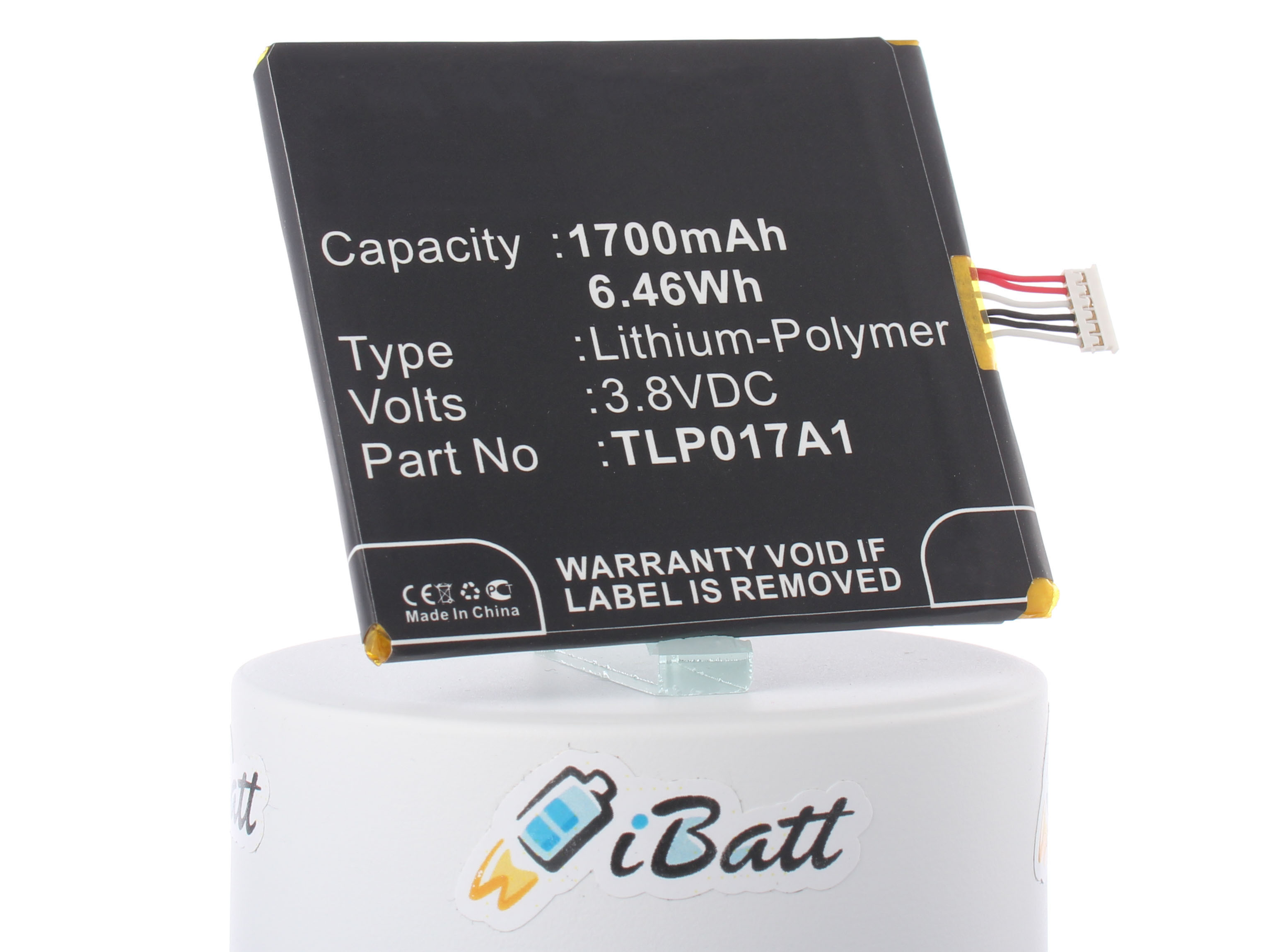 Аккумуляторная батарея TLp017A1 для телефонов, смартфонов TCL. Артикул iB-M732.Емкость (mAh): 1700. Напряжение (V): 3,8